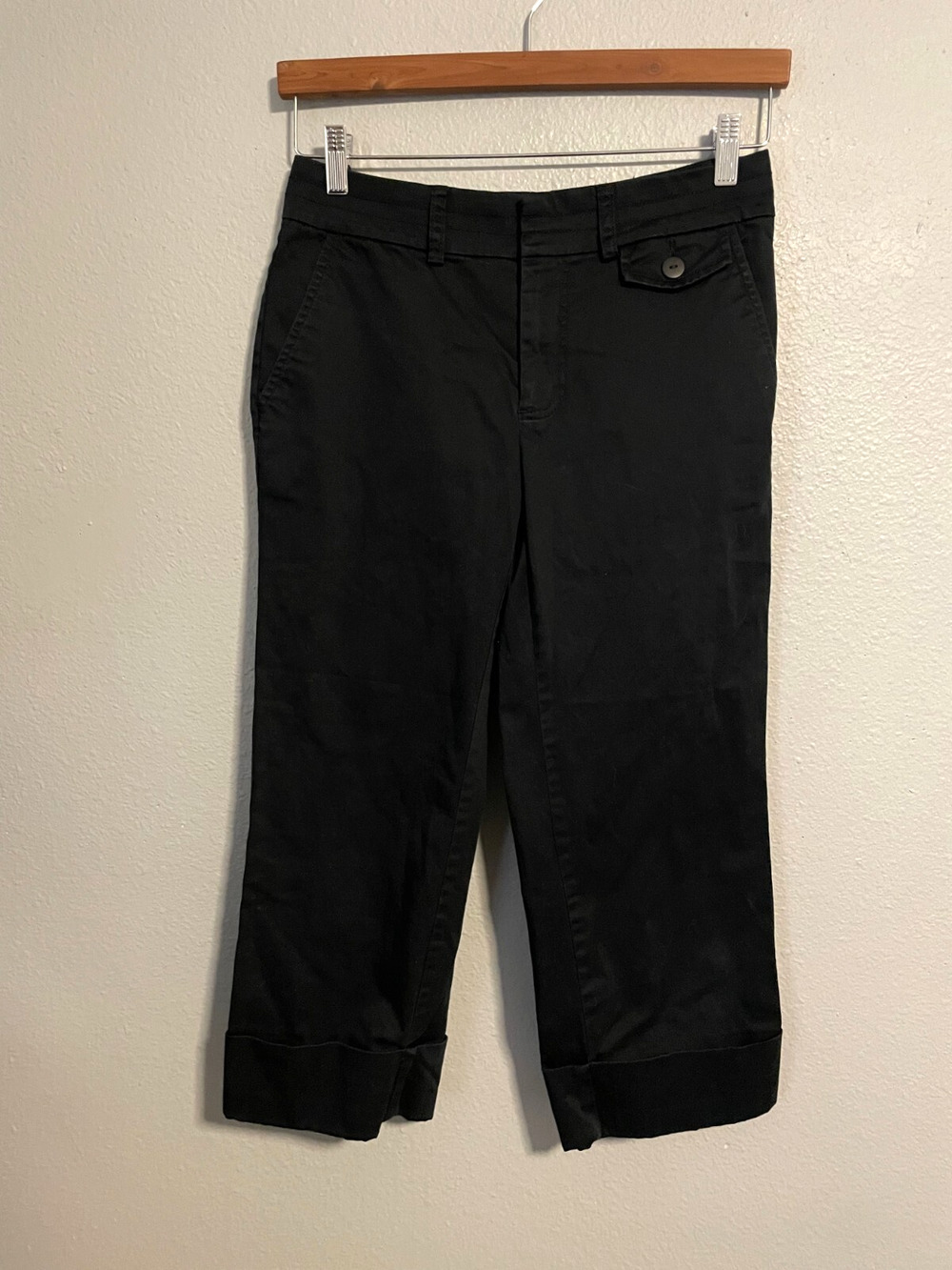 Old Navy Womens Capri Pants Size 6 Black Low Rise Wide Leg Grunge Punk 90s Y2K